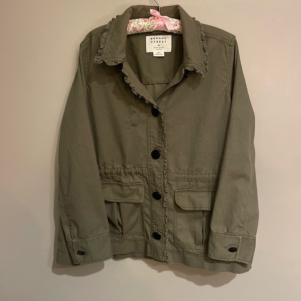 Kate Spade Broome Street Ruffle Military Jacket Size Large